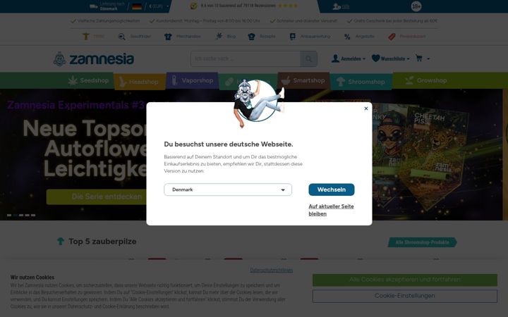 Screenshot of zamnesia.de