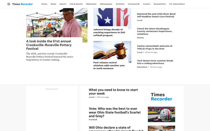 Screenshot of zanesvilletimesrecorder.com