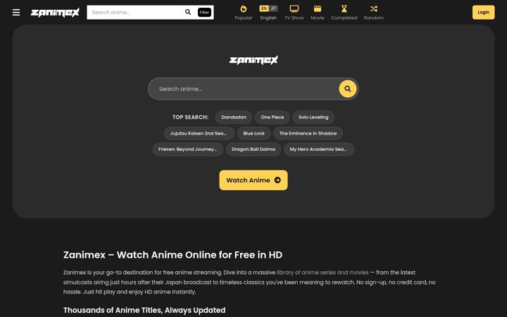 Screenshot di zanimex.com