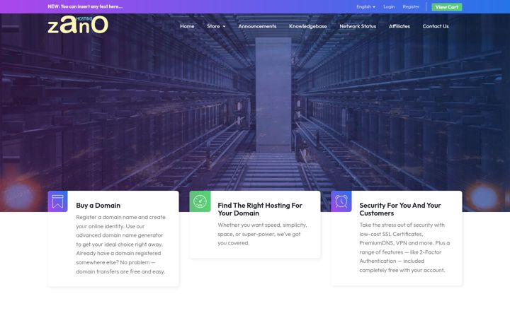 Screenshot of zanohosting.com