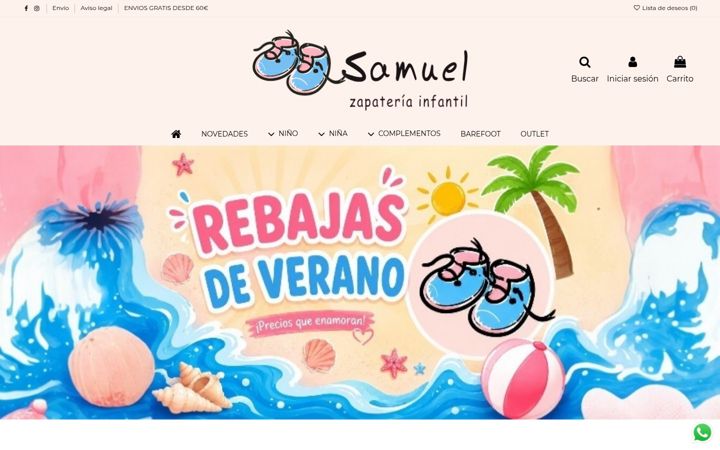Screenshot ta' zapateriainfantilsamuel.com