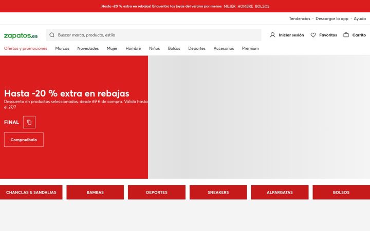 Captura de pantalla de zapatos.es
