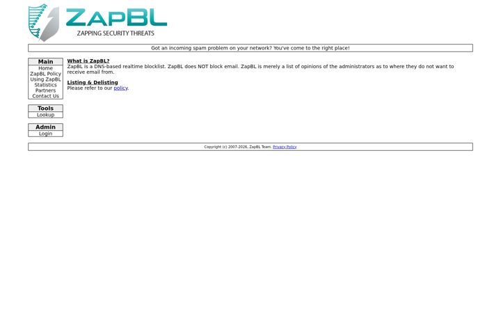 Screenshot of zapbl.net