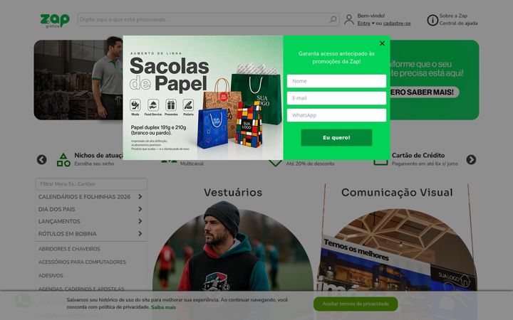 Screenshot of zapgrafica.com.br
