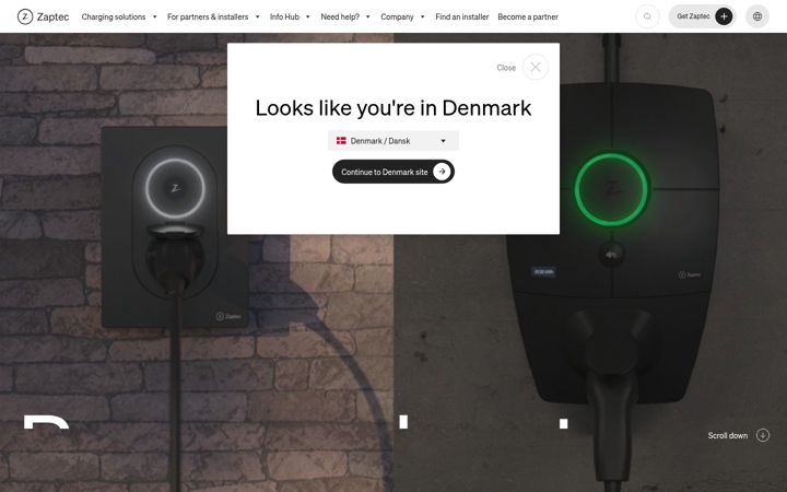 Screenshot von zaptec.com