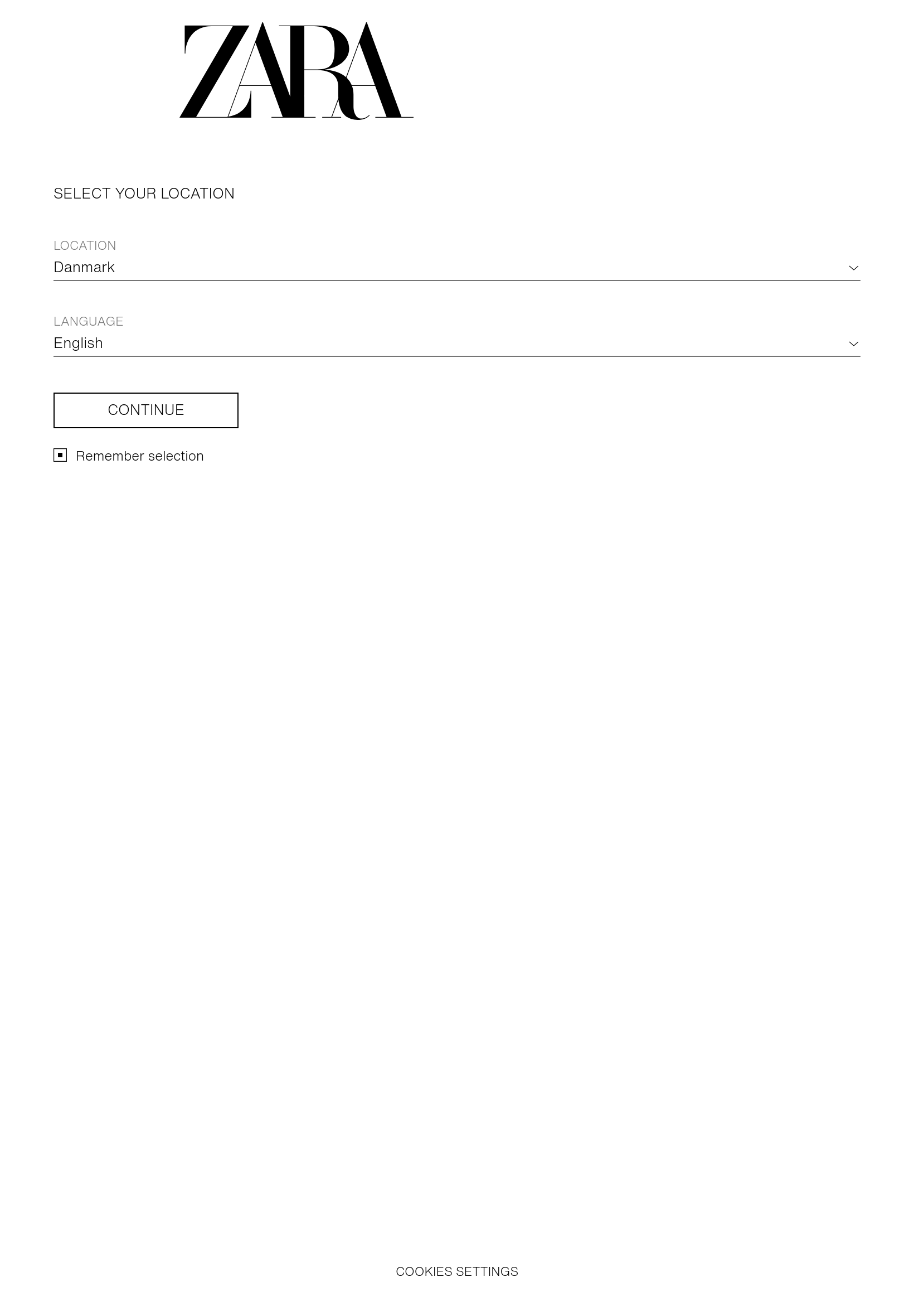 Tablet screenshot of zara.com