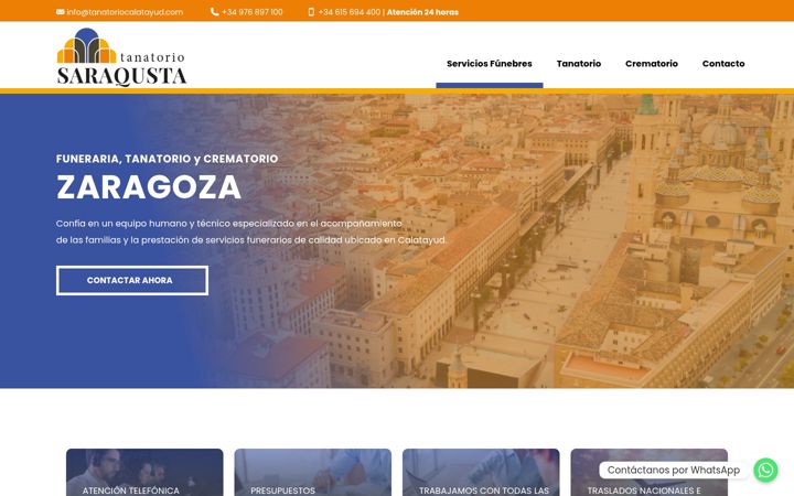 Екранна снимка на zaragozatanatorio.com