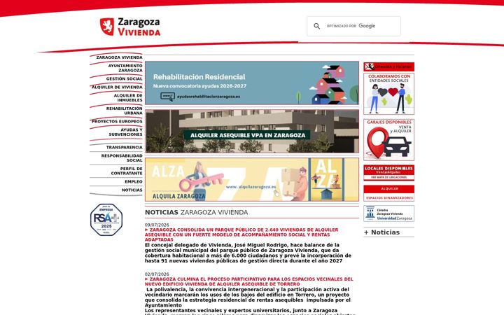 Ekraanipilt saidist zaragozavivienda.es