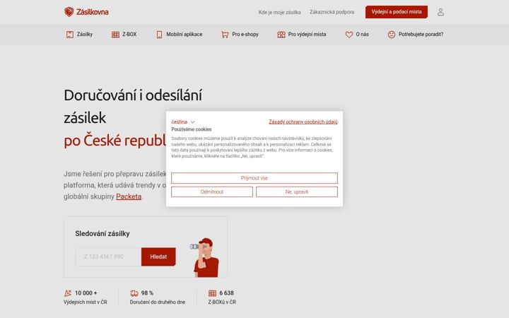 Screenshot of zasilkovna.cz