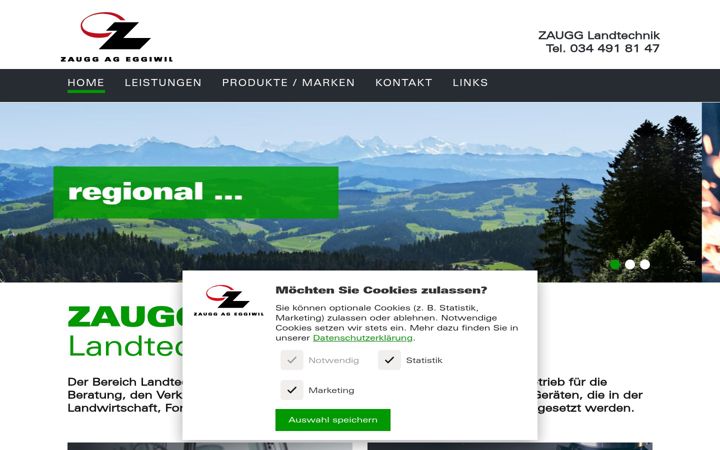 Skærmbillede af zaugg-landtechnik.ch