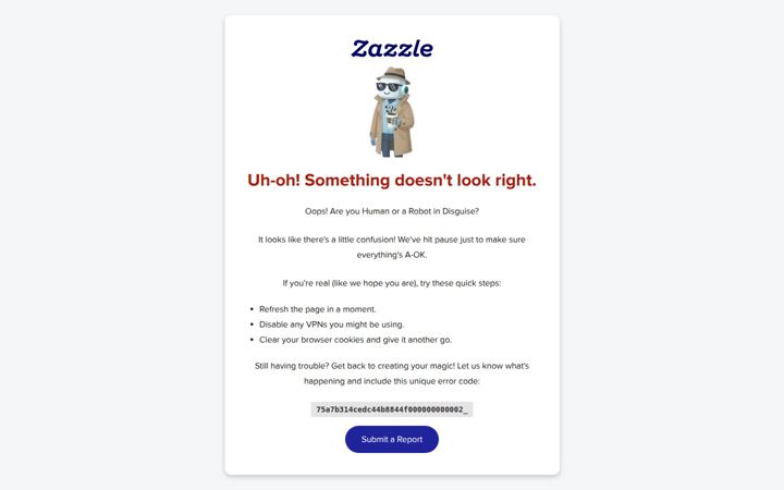 Screenshot of zazzle.co.uk