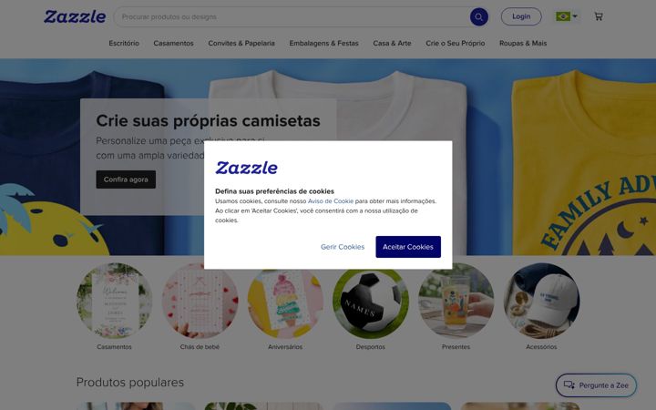Screenshot of zazzle.com.br