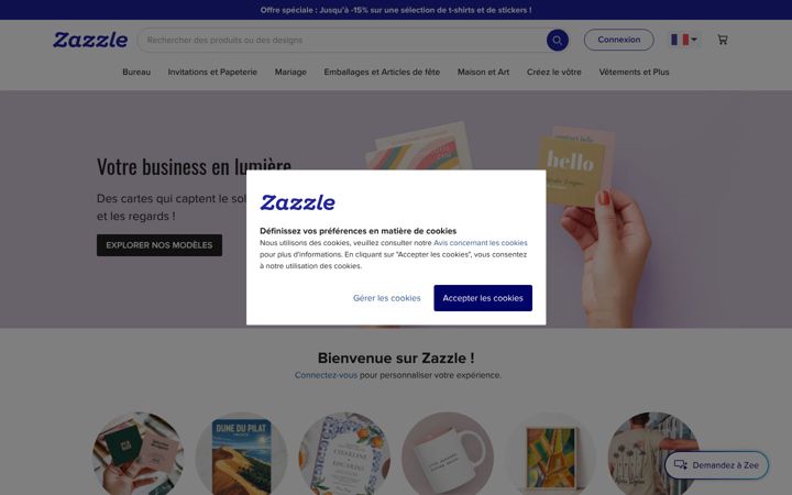 Screenshot of zazzle.fr