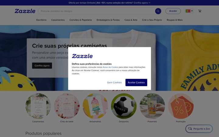Screenshot of zazzle.pt