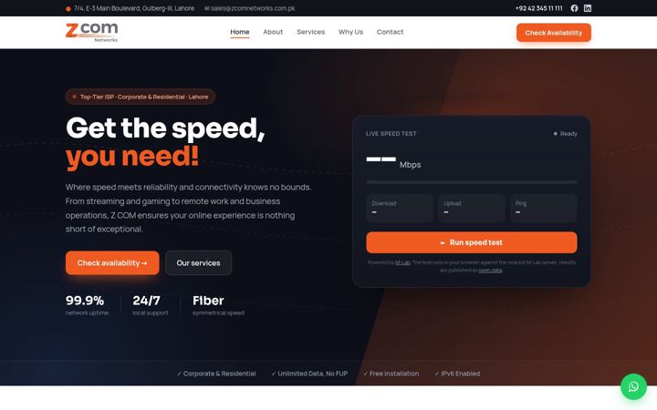 Screenshot of zcomnetworks.com.pk