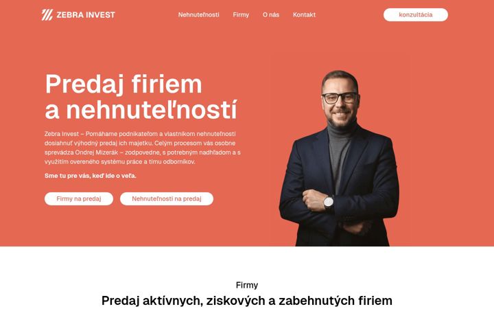 Screenshot of zebrainvest.sk