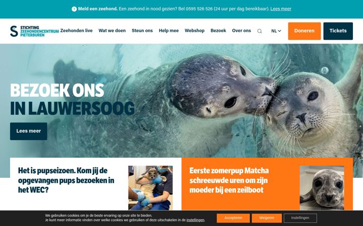 Skærmbillede af zeehondencentrum.nl