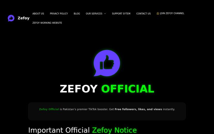 Képernyőkép: zefoy.net.pk