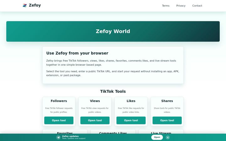 Screenshot of zefoy.online