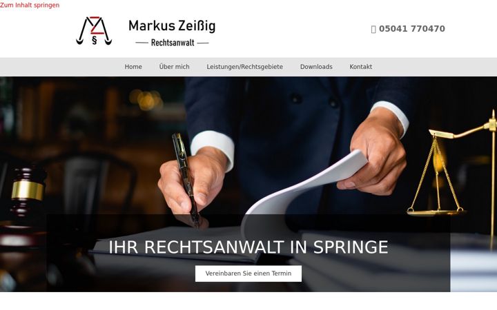 Ekraanipilt saidist zeissig-recht.de
