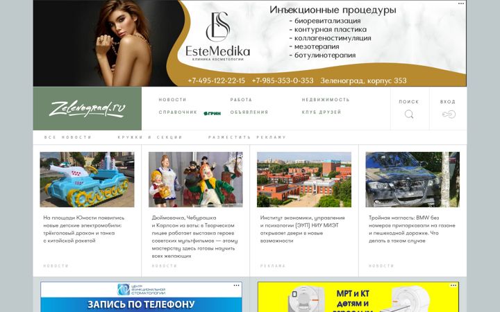 Posnetek zaslona zelenograd.ru