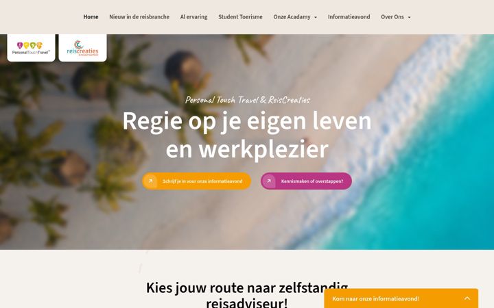 Skärmbild av zelfstandigreisadviseur.nl