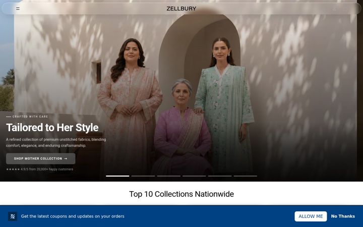 Captură de ecran a zellbury.com