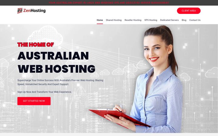 Screenshot von zenhosting.com.au