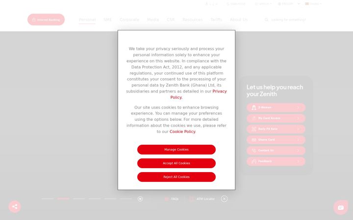 Screenshot of zenithbank.com.gh