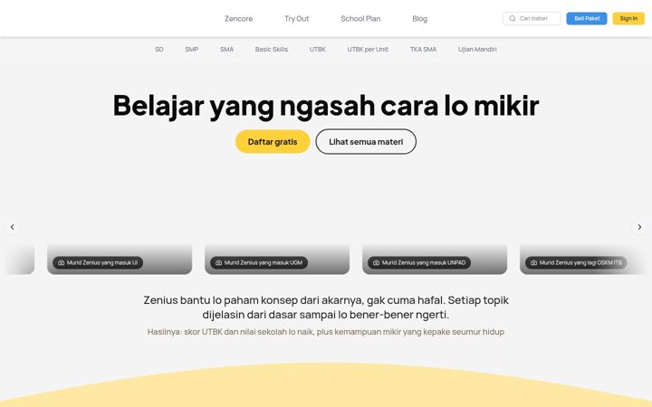 Screenshot of zenius.net