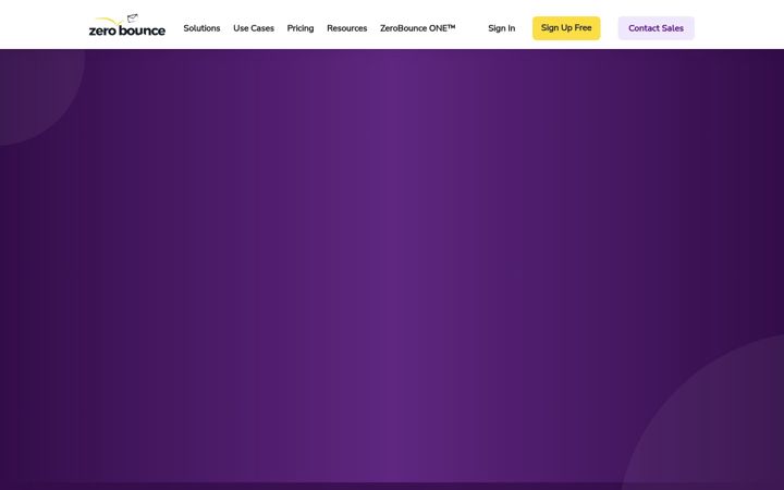 Screenshot ta' zerobounce.net