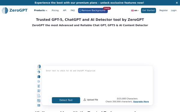 Screenshot of zerogpt.com