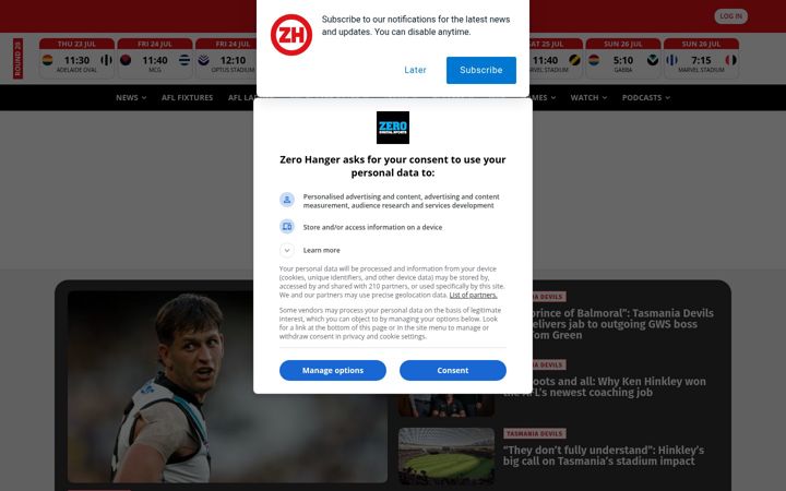 Screenshot of zerohanger.com