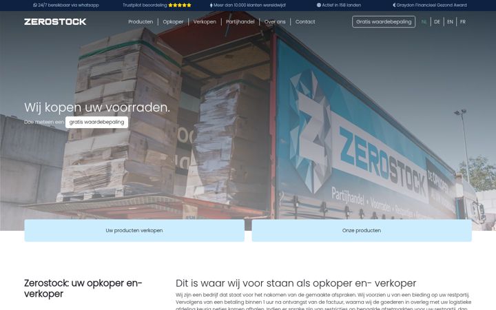 Snímek obrazovky zerostock.nl