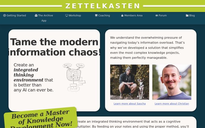 Kuvakaappaus sivustosta zettelkasten.de