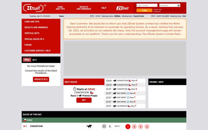 Screenshot of zeturf.nl