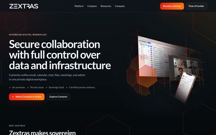 Screenshot of zextras.com