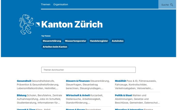 Captura de pantalla de zh.ch