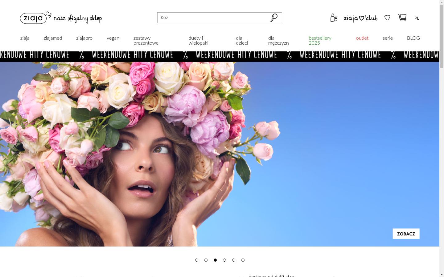 Екранна снимка на ziaja.com