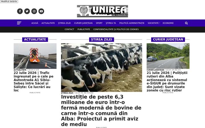 Screenshot of ziarulunirea.ro