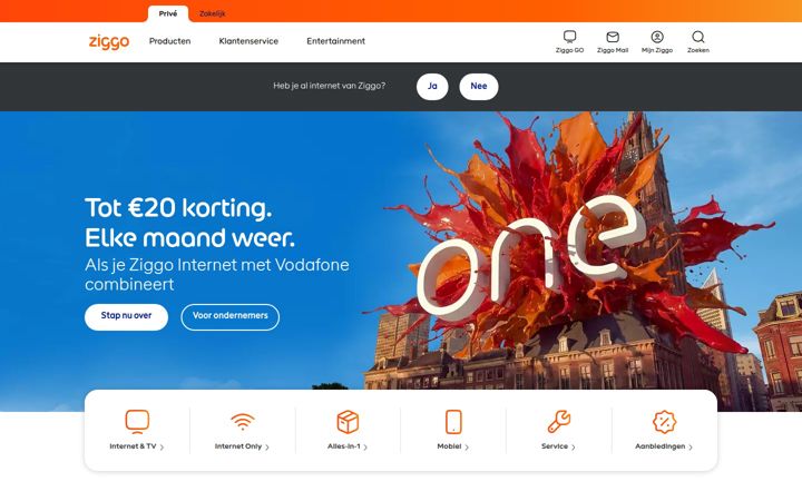 Screenshot stránky ziggo.nl