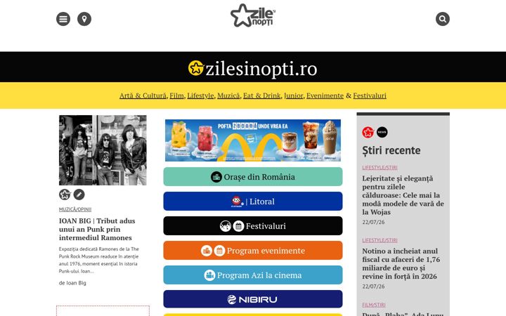 Screenshot stránky zilesinopti.ro