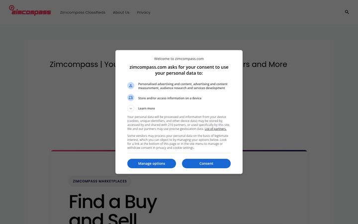 Screenshot von zimcompass.com