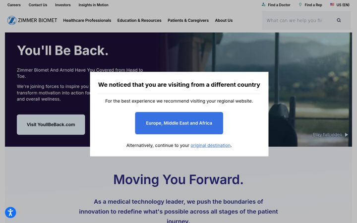 Screenshot of zimmer.com
