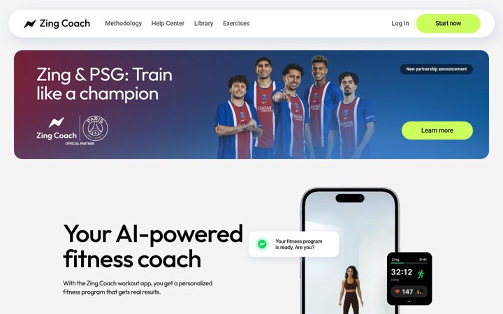 Screenshot of zing.coach