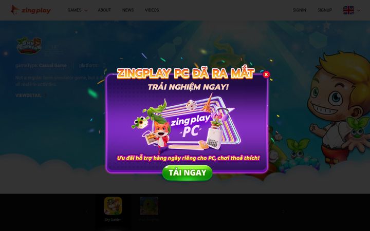 Ekraanipilt saidist zingplay.com