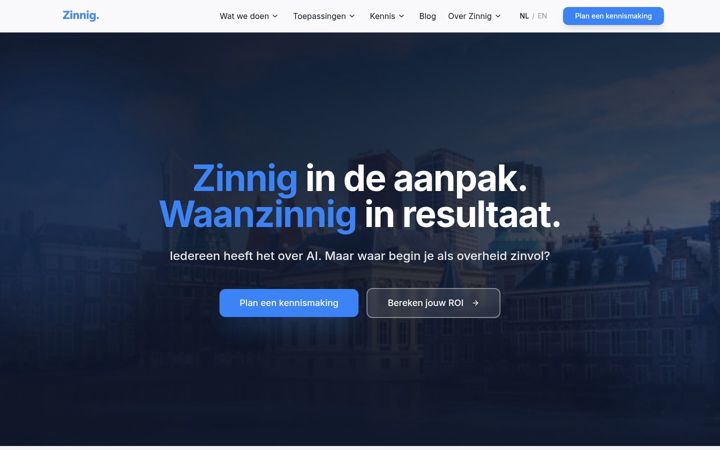Screenshot of zinnig.ai