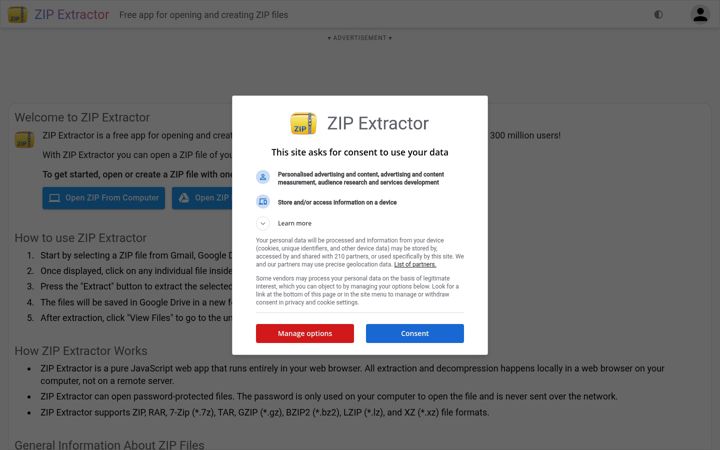 Screenshot of zipextractor.app