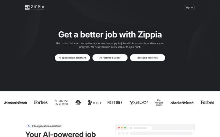 Screenshot di zippia.com