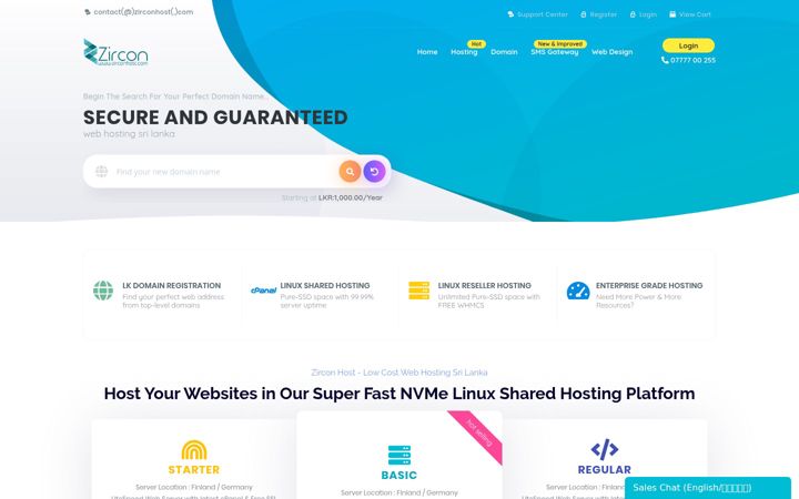 Screenshot of zirconhost.com
